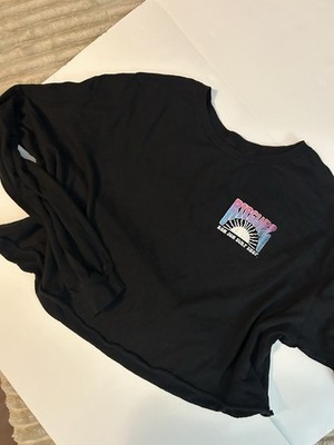 Rip Curl Black Ron Jon Surf Shop Logo Graphic Cropped Long Sleeve T-Shirt L