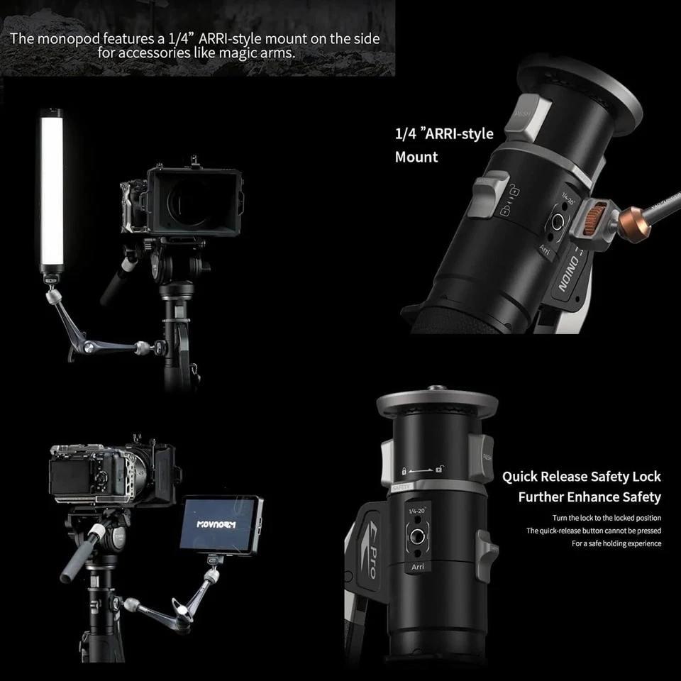 YC Onion MQP162 Pineta Pro Carbon Fiber Monopod Quick-Released FH60 Fluid Head - Image 4 of 4