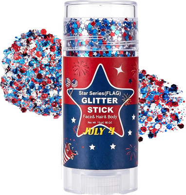 Patriotic Red White Blue Glitter Stick,Face Hair Body Glitter, Waterproof Long L