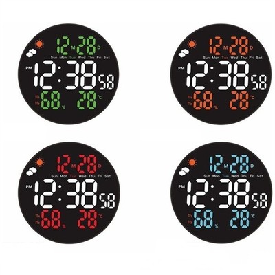 Modern LED Digital Clock Featuring Temperature Humidity Monitor And Adjustable
