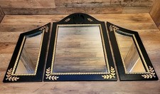 Large Gold Tone Ornate Framed Tri-panel Mirror Florentine Chinoserie 32x24