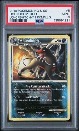 2010 POKEMON HEARTGOLD & SOULSILVER UNDAUNTED #5 HOUNDOOM-HOLO PSA 9