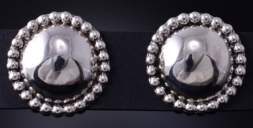 Silver Navajo Handmade Concho Post Earrings by Lorraine Chee 5G16B - Picture 2 of 6