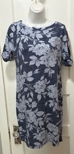 KAREN SCOTT SPORT Cotton Blend Blue Floral Short Mini T-Shirt Dress Petite M PM
