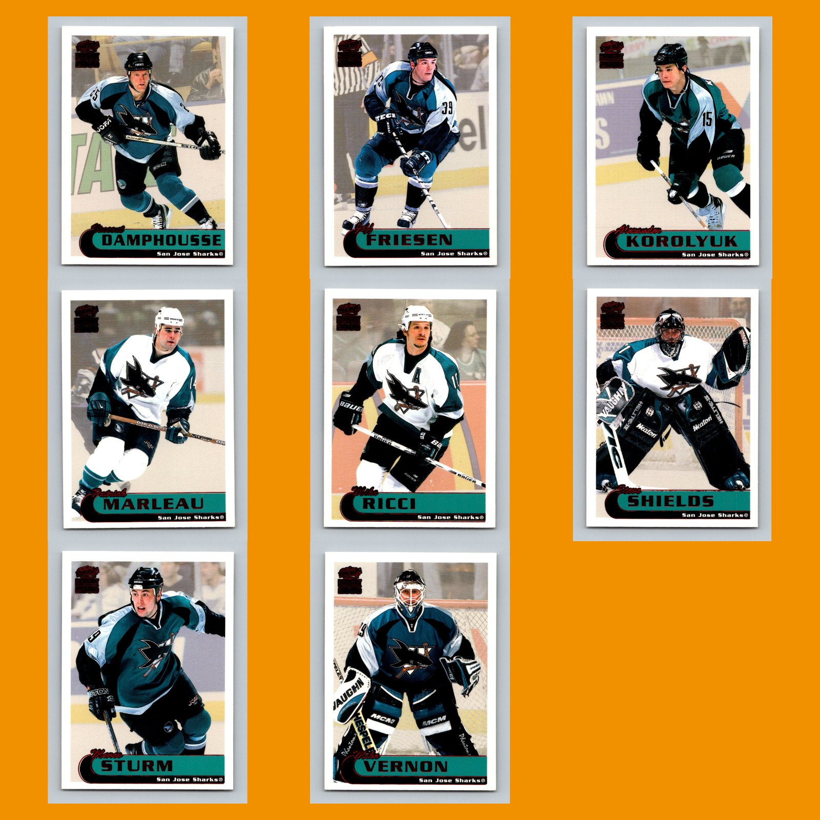 San Jose Sharks Lot 8 Hockey Cards Pacific Paramount Red Vincent Damphousse NM