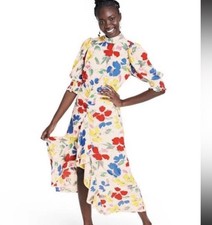 NWT RIXO x Target Floral Mock Neck Cascade Ruffle Dress Women’s Size 4