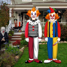 2 Pcs Large Halloween Creepy Clown Carnival Yard Sign Scary Clown Decorations Ha