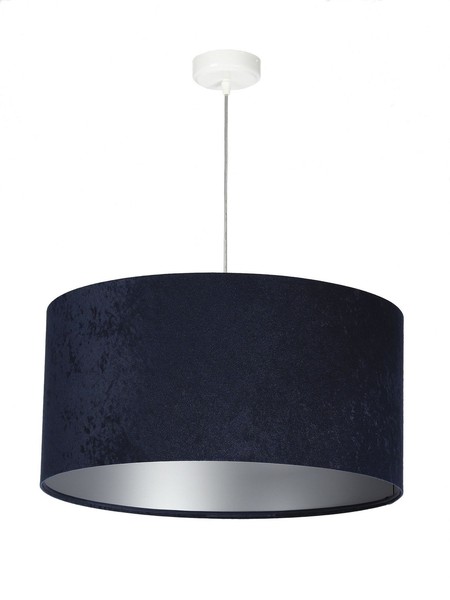 HäNgeleuchte Aimee Blau Silber Stoff In Velours Optik Ø50Cm Runde Pendelleuchte-image