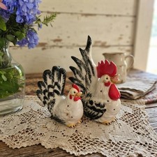 VTG Farmhouse Rooster And Hen Ceramic Figures...