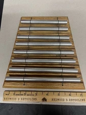 JW Stannard 8 Note Musical Chime Instrument Tabletop Wood Base. No Mallet
