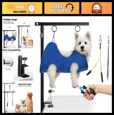 Adjustable Foldable Dog Grooming Arm with Clamp  Hammock, 26"-40" Height, Restr