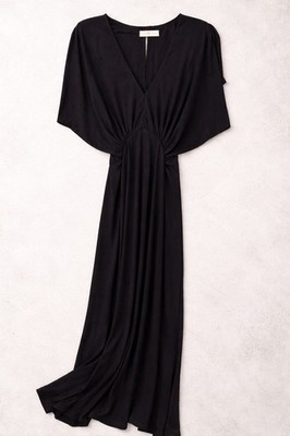 Tory Burch Black Maxi Dress SIZE XS Draped V-Neck