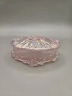 Vintage Fenton Cabbage Rose pink Iridescent trinket box w/ Lid