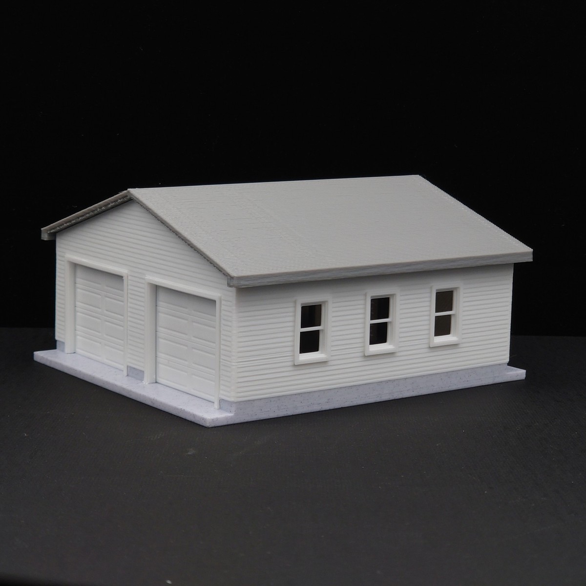 1:64 S Scale-Double Ended White 2 Car Garage w/ Movable Door