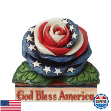 Enesco Jim Shore Heartwood Creek Gnome Patriotic Rose Miniature Figurine- Resin