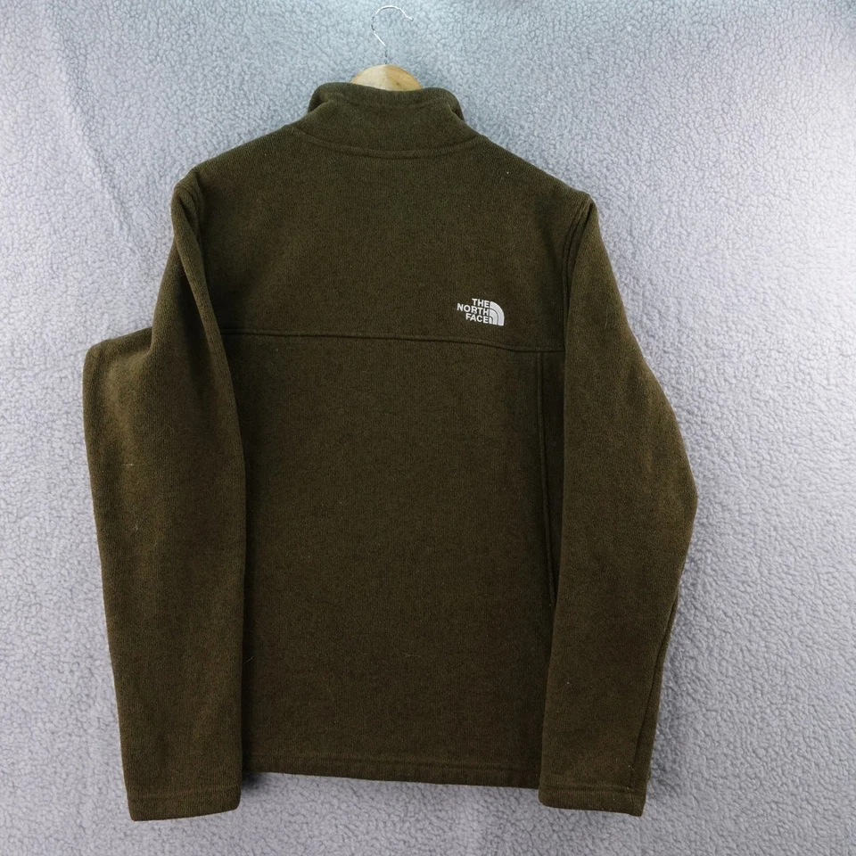 Pullover polar grande The North Face para hombre con cremallera en cuarto verde oliva senderismo al aire libre Foto 4 de 4