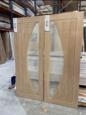X2 78x30” 35mm Oak Half Moon Glaze Internal Doors ( Price For Both)