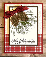 Christmas GREETING CARD KIT x4 Stampin Up Embossed Pine Cone Ornamental Pine