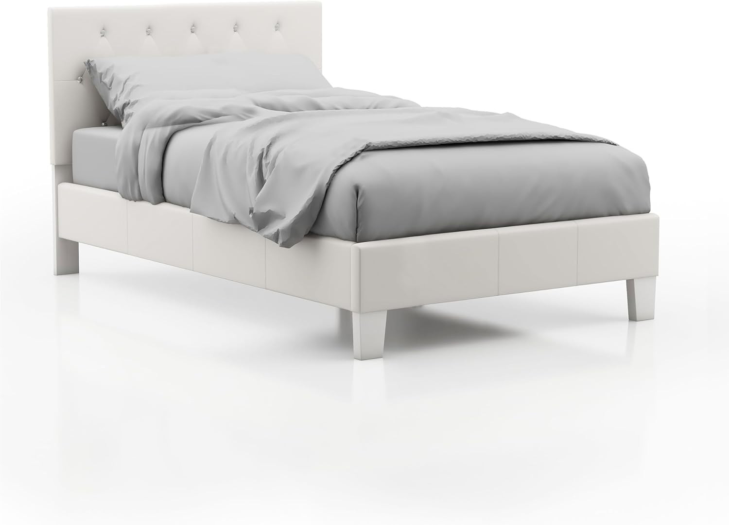 Stylish White Twin Platform Bed by 247SHOPATHOME - Modern Design for Any Room