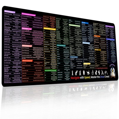 Linux Commands Line Mouse pad - Cheat Sheet Mousepad XL Gaming Desk mat Short...
