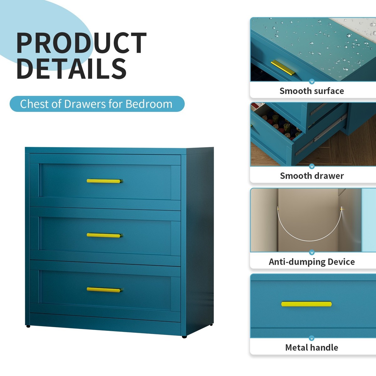 blue metal dresser LCAOPC Blue 4 Drawer Metal Dresser for Bedroom, Modern Tall Dresser for Closet, Metal Chest of Drawers, Dressers & Chests of Drawers for Living Room, Hallway, Office, Bedroom : Home & Kitchen