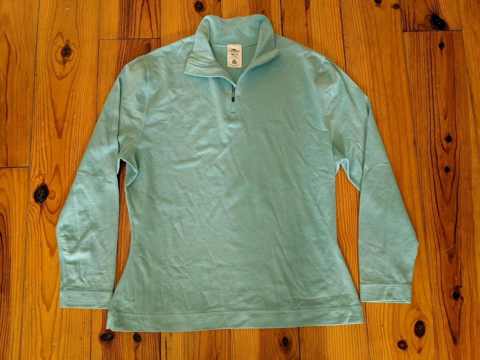 CRANE PURE MERINO WOOL WOMENS BLUE ZIP NECK LONG SLEEVE BASE LAYER TOP SIZE 16
Opens in a new window