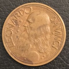 Commemorative Medal In Bronze Leonardo Da Vinci Exhibition Milan XVII 1939