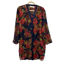 Victoria  s Secret Vintage 1980's Gold Label Floral Sheer Nighty Gown Sleep Shirt