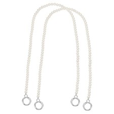 2 Pack 43" Imitation Pearl Purse Strap with Spring O Rings Silver 
