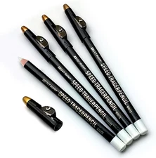 White Speed Tracer Barber Pencil 4-Pack with Sharpener, Outline Beard & Hairl...