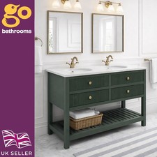 1200mm Green Bathroom Vanity Unit Quartz Worktop Basin & Soft Close Drawers  