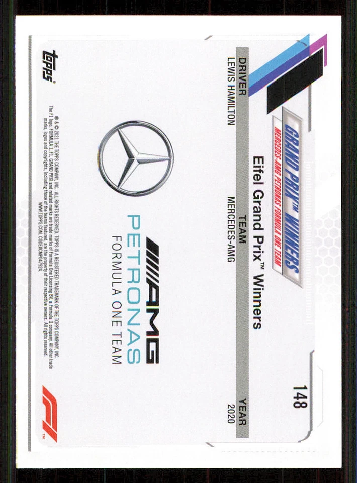 2021 Topps Formula 1 #148 Lewis Hamilton/Grand Prix Winner - Image 2 of 2