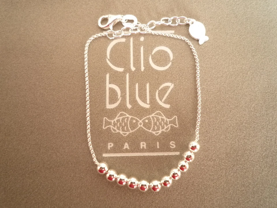 SUPERBE BRACELET "CLIO BLUE" ARGENT 925/11 PERLES ARGENT/NEUF/POCHON GRIFFE - Photo 1/1