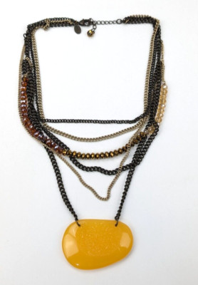 Express Faux Acrylic Druzy Pendant Multi Stand Crystal Beaded Choker Necklace