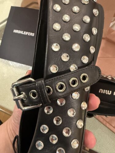 100% Authentic Miu Miu Women's Embellished Buckled Ballet Flats Size 41 - Picture 8 of 12