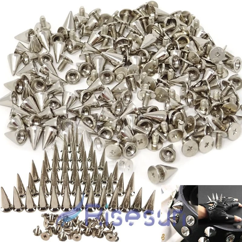 100-1000x Cono Punk Picos de Metal Remaches Tachuelas Tornillo Hágalo Usted Mismo Ropa Chaqueta Cuero Foto 2 de 4
