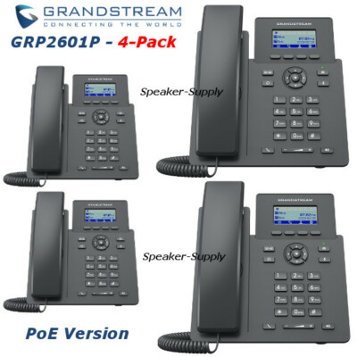 4 Grandstream GRP2601P 2-Line 2 SIP Office Phone PoE Bundle Lot