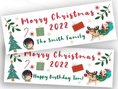 Personalisiertes Banner Familie Frohe Weihnachten 2022 Party Xmas Schild Poster Geburtstag