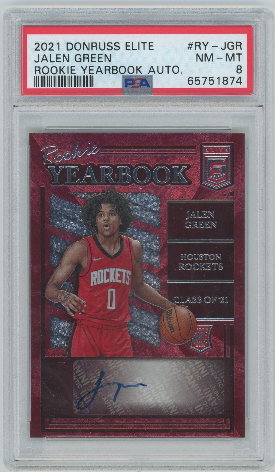 2021 Donruss Elite Jalen Green Rookie Yearbook Auto PSA 8