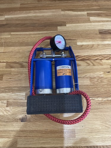 Mercury Double Cylinder Barrel Tyre Inflator Foot Pump w/ Gauge Blue - Picture 10 of 10