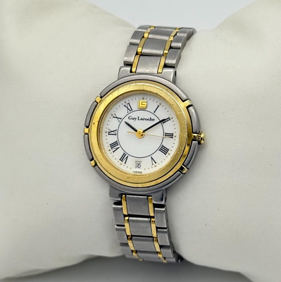 Vintage Women's GUY LAROCHE Two-Tone Classic Bracelet Watch, Date