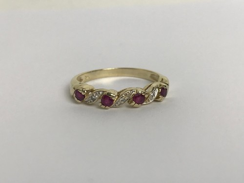 Ruby and Diamond Ring 9ct Gold Art Deco Style Ruby Diamond Vintage Ring - Size M - 第 17/18 張圖片