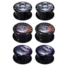 6Pcs Men Gothic Viking Acrylic Ear Gauge Stretcher Expander Tunnels Plugs 4-16mm