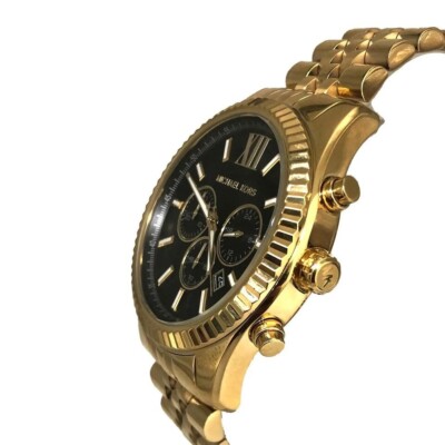 Michael Kors Lexington MK8286 Chronograph Black Dial Gold Bracelet