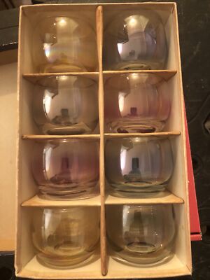 Federal Glassware 5oz Roly Poly Tumblers Gem-Tone S-354 In Original Box