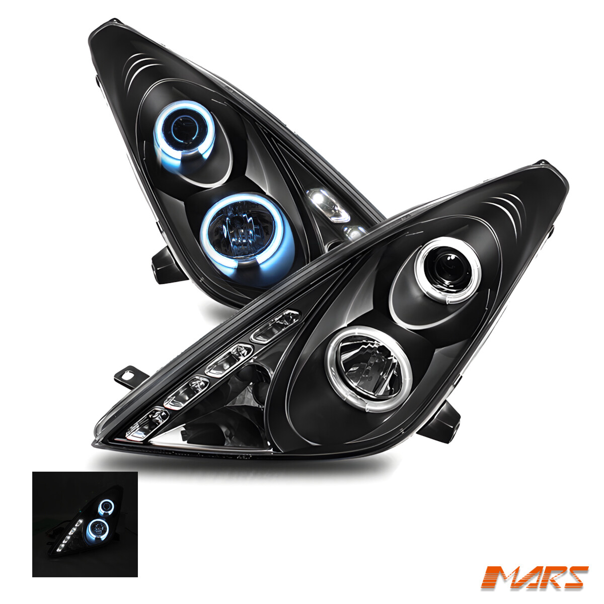 JDM Black CCFL Angel-Eye Projector Head Lights for TOYOTA CELICA
