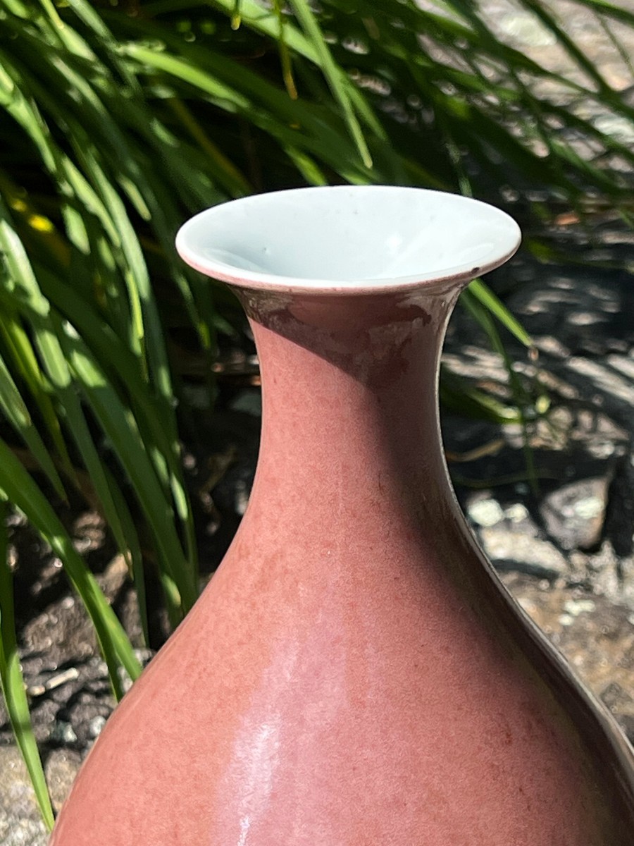 A Chinese Qing Dynasty Red Glazed Yuhuchun Porcelain Vase A Chinese Qing Dynasty Red Glazed Yuhuchun Porcelain Vase