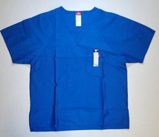 Dickies Blue EDS Signature Unisex V-Neck Scrub Top Breast Pocket SZ Medium