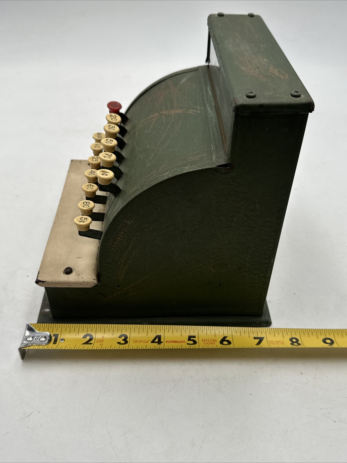 как выглядит Vntg Tom Thumb Toy Cash Register Green Metal 1950 Western Stamping Co USA Works фото