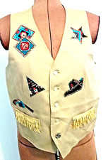 AS IS Vtg Gd INDIAN NATIVE 5 Patch Cerem Slvls Pks LINED V-Nk 5 But VEST/Sz R-42
